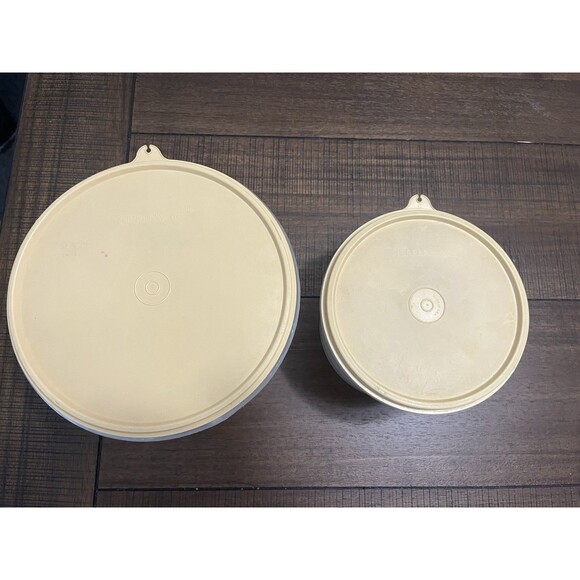 Tupperware Storage Containers #264 & 268 with Beige Lids Set of 2 Vtg. - Picture 2 of 12